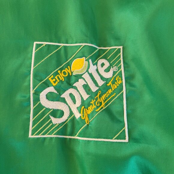 RARE Vtg 80s Sprite Green Nylon Bomber Jacket with Retired Logo Size Large - Picture 2 of 15